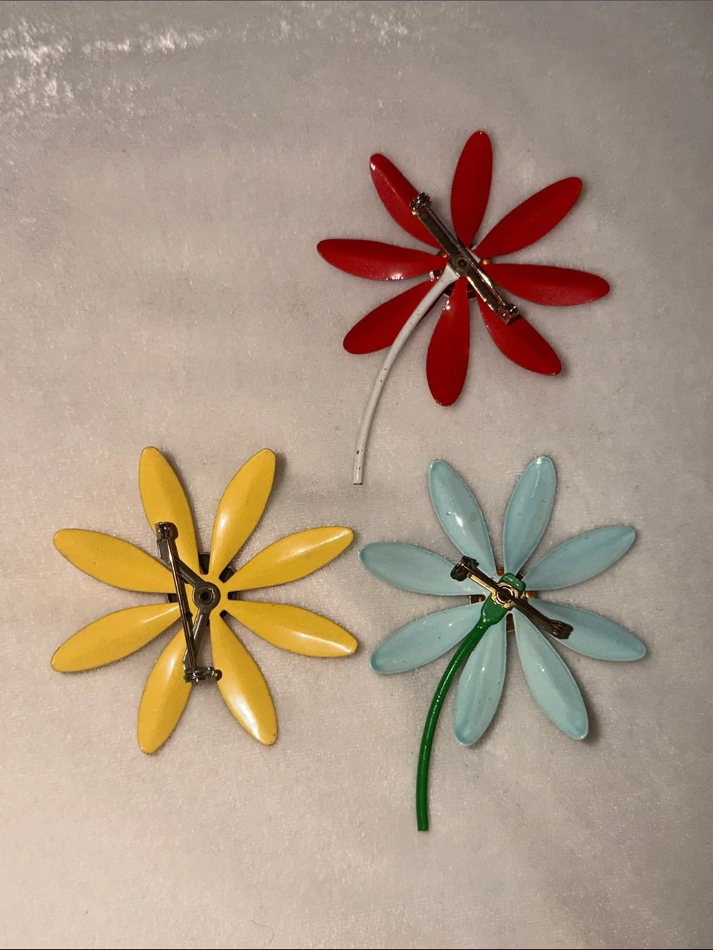 Vintage 1960’s Daisy Flower Enamel Brooch Bundle Collection of 3